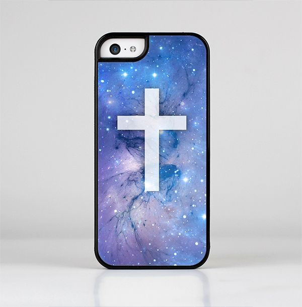 The Vector White Cross v2 over Space Nebula Skin-Sert for the Apple iPhone 5c Skin-Sert Case