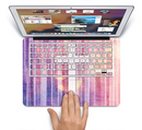 The Vector White Cross v2 over Vibrant Fading Purple Fabric Streaks Skin Set for the Apple MacBook Pro 15" with Retina Display