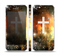 The Vector White Cross v2 over Yellow Nebula Skin Set for the Apple iPhone 5