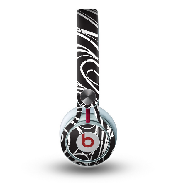 The Vector White and Black Segmented Swirls Skin for the Beats by Dre Mixr Headphones