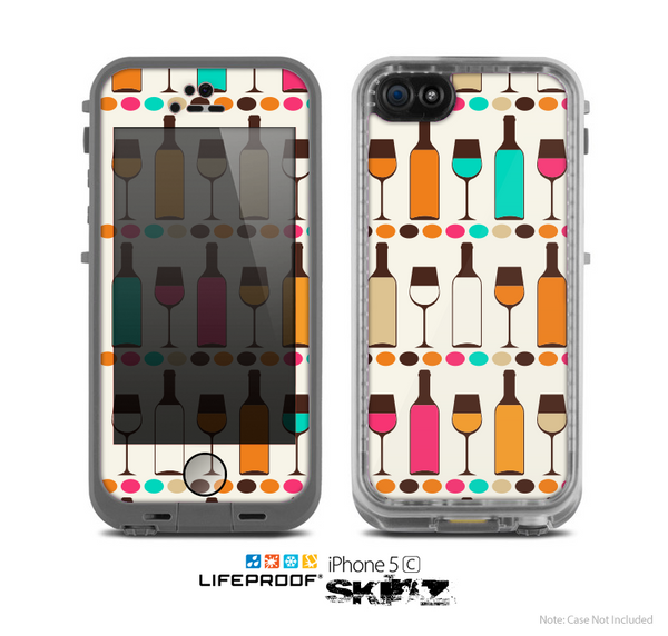 The Vectored Color Wine Glasses & Bottles Skin for the Apple iPhone 5c LifeProof Case
