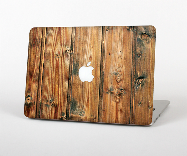 The Vertical Raw Aged Wood Planks Skin Set for the Apple MacBook Pro 13" with Retina Display