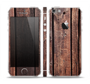 The Vetrical Raw Dark Aged Wood Planks Skin Set for the Apple iPhone 5