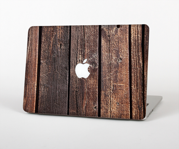 The Vetrical Raw Dark Aged Wood Planks Skin Set for the Apple MacBook Pro 15" with Retina Display