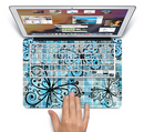 The Vibrant Blue Butterfly Plaid Skin Set for the Apple MacBook Pro 13" with Retina Display