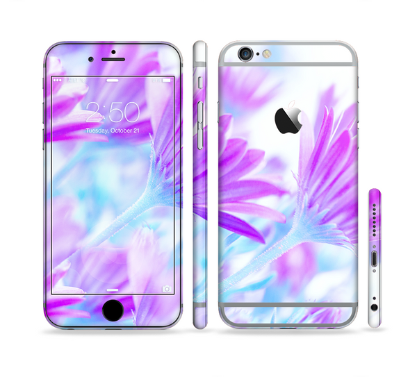 The Vibrant Blue & Purple Flower Field Sectioned Skin Series for the Apple iPhone 6 Plus