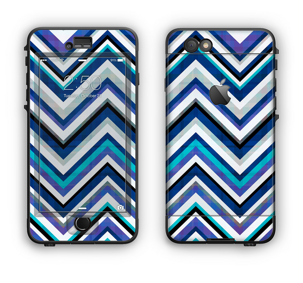 The Vibrant Blue Sharp Chevron Apple iPhone 6 Plus LifeProof Nuud Case Skin Set