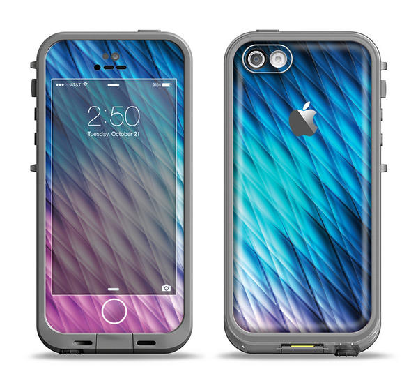 The Vibrant Blue and Pink Neon Interlock Pattern Apple iPhone 5c LifeProof Fre Case Skin Set