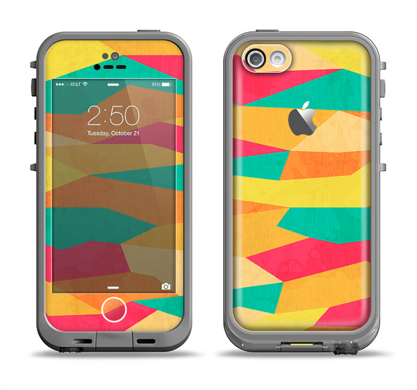 The Vibrant Bright Colored Connect Pattern Apple iPhone 5c LifeProof Fre Case Skin Set