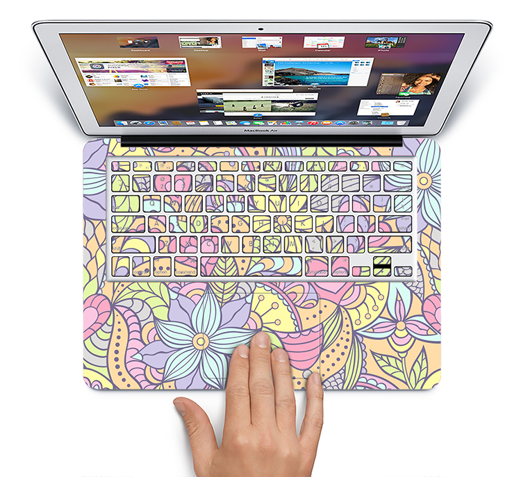 The Vibrant Color Floral Pattern Skin Set for the Apple MacBook Pro 13" with Retina Display