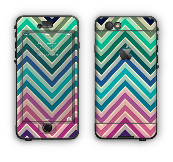 The Vibrant Colored Chevron Layered V4 Apple iPhone 6 Plus LifeProof Nuud Case Skin Set
