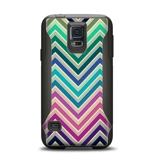 The Vibrant Colored Chevron Layered V4 Samsung Galaxy S5 Otterbox Commuter Case Skin Set
