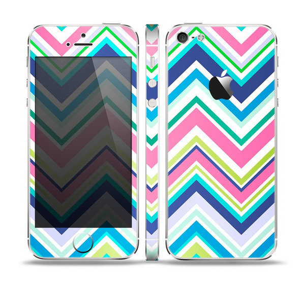 The Vibrant Colored Chevron Pattern V3 Skin Set for the Apple iPhone 5