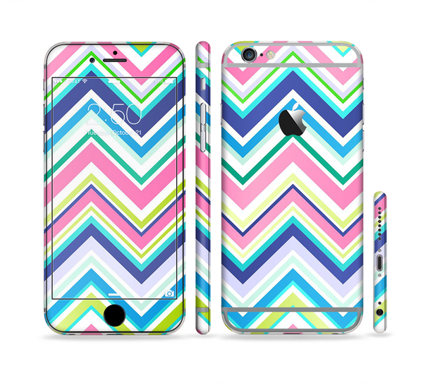 The Vibrant Colored Chevron Pattern V3 Sectioned Skin Series for the Apple iPhone 6