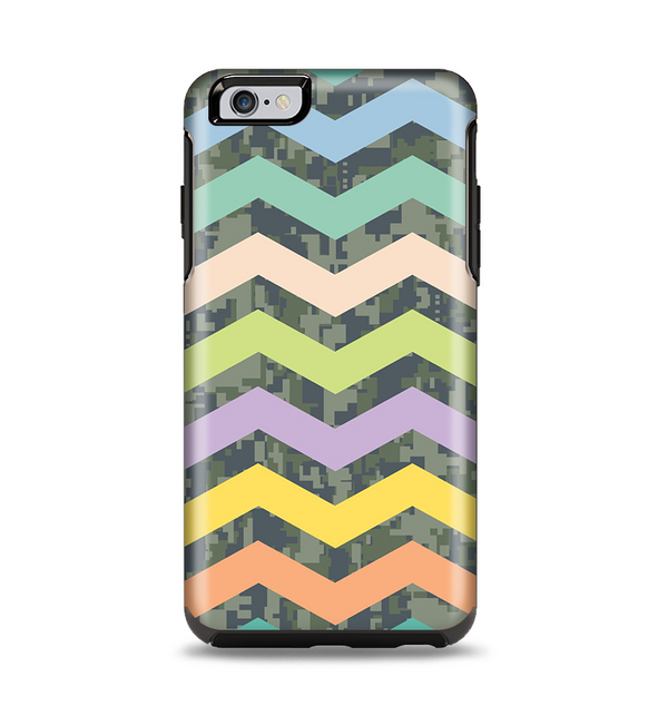The Vibrant Colored Chevron With Digital Camo Background Apple iPhone 6 Plus Otterbox Symmetry Case Skin Set