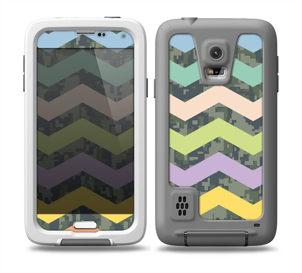 The Vibrant Colored Chevron With Digital Camo Background Skin Samsung Galaxy S5 frē LifeProof Case
