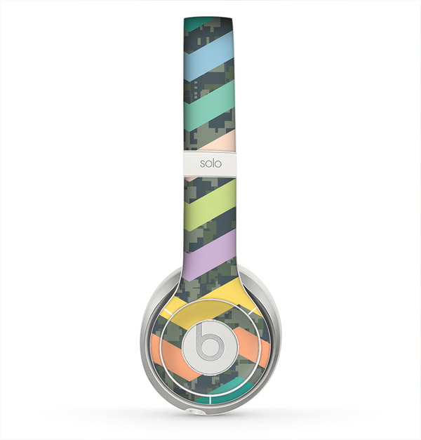 The Vibrant Colored Chevron With Digital Camo Background Skin for the Beats by Dre Solo 2 Headphones