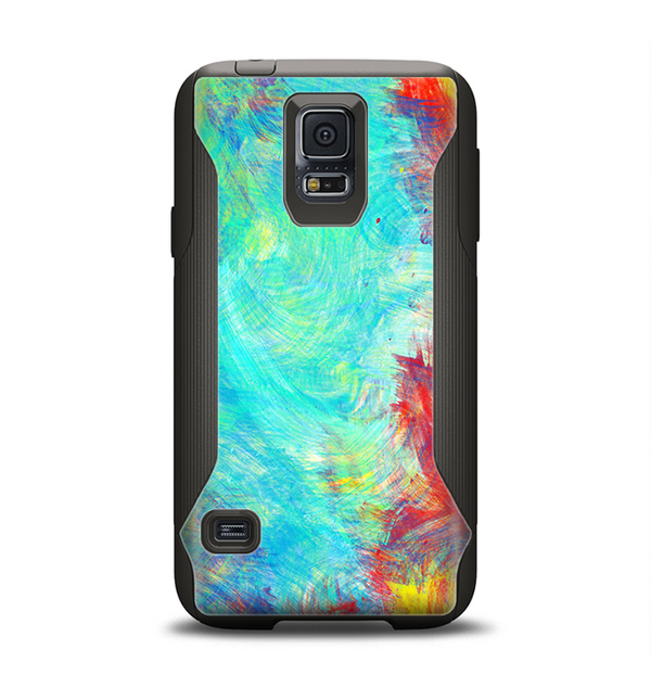 The Vibrant Colored Messy Painted Canvas Samsung Galaxy S5 Otterbox Commuter Case Skin Set