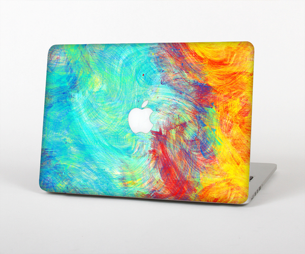 The Vibrant Colored Messy Painted Canvas Skin Set for the Apple MacBook Pro 13" with Retina Display