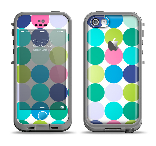 The Vibrant Colored Polka Dot V2 Apple iPhone 5c LifeProof Fre Case Skin Set