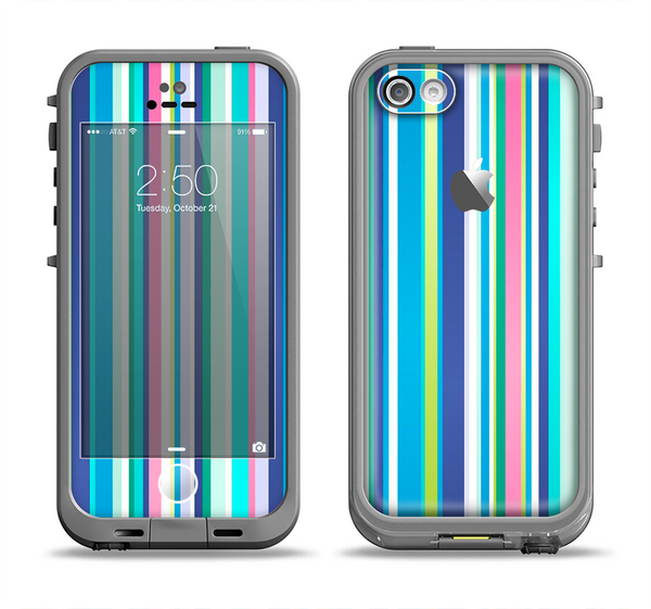 The Vibrant Colored Stripes Pattern V3 Apple iPhone 5c LifeProof Fre Case Skin Set