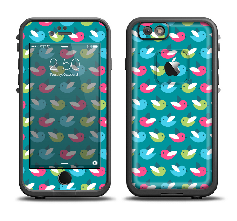 The Vibrant Colored Vector Bird Collage Apple iPhone 6/6s Plus LifeProof Fre Case Skin Set