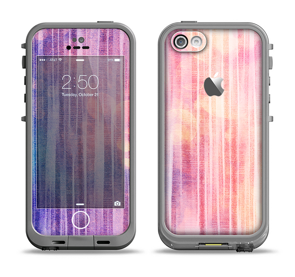 The Vibrant Fading Purple Fabric Streaks Apple iPhone 5c LifeProof Fre Case Skin Set