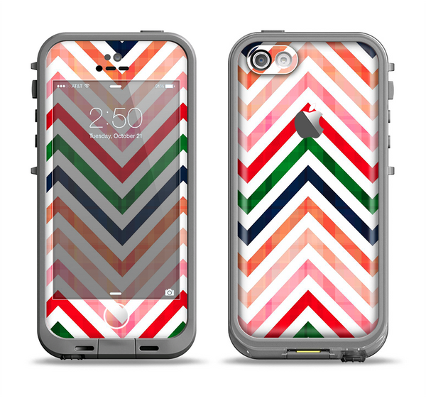 The Vibrant Fall Colored Chevron Pattern Apple iPhone 5c LifeProof Fre Case Skin Set