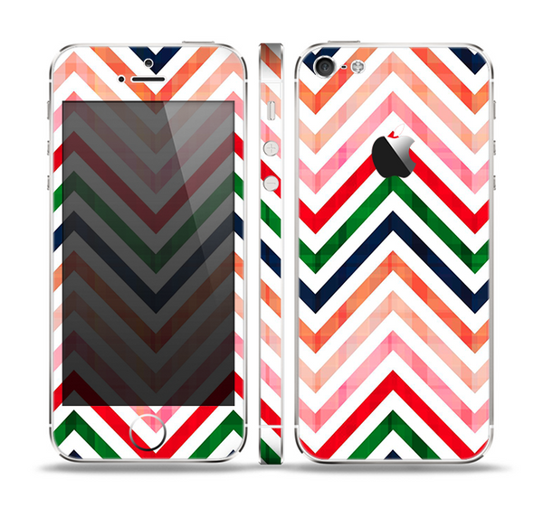 The Vibrant Fall Colored Chevron Pattern Skin Set for the Apple iPhone 5