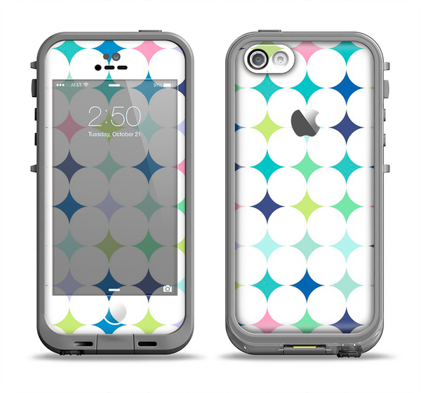 The Vibrant Fun Colored Pattern Hoops Inverted Polka Dot Apple iPhone 5c LifeProof Fre Case Skin Set