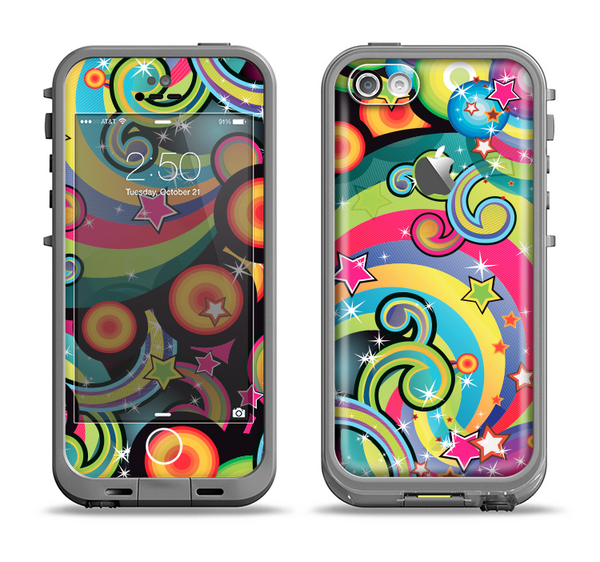 The Vibrant Fun Sprouting Shapes Apple iPhone 5c LifeProof Fre Case Skin Set