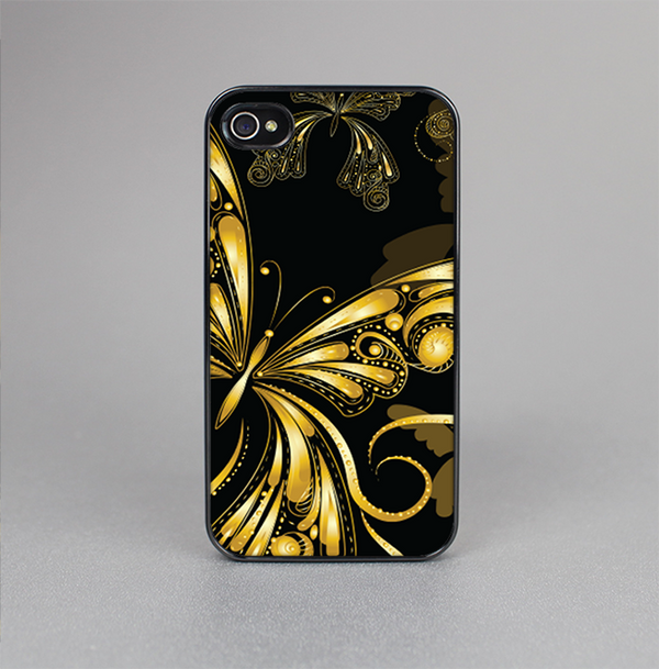 The Vibrant Gold Butterfly Outline Skin-Sert for the Apple iPhone 4-4s Skin-Sert Case