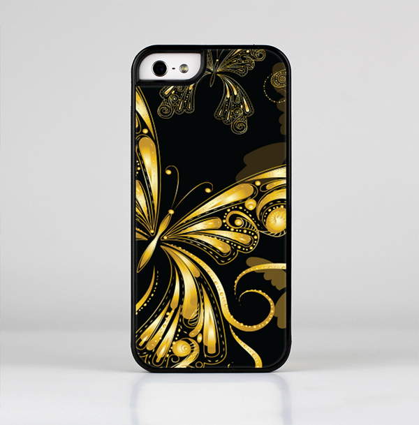 The Vibrant Gold Butterfly Outline Skin-Sert for the Apple iPhone 5-5s Skin-Sert Case