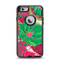The Vibrant Green & Coral Floral Sketched Apple iPhone 6 Otterbox Defender Case Skin Set