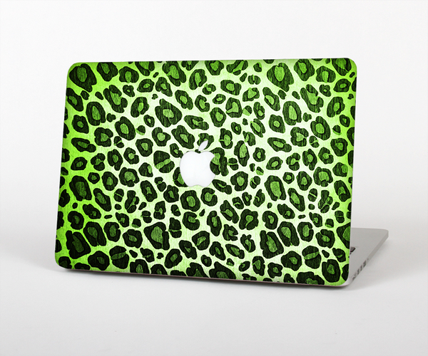 The Vibrant Green Leopard Print Skin Set for the Apple MacBook Pro 13" with Retina Display
