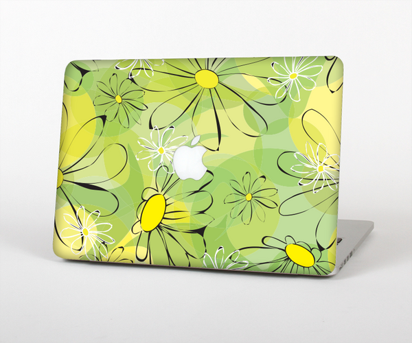 The Vibrant Green Outlined Floral Skin Set for the Apple MacBook Pro 15" with Retina Display