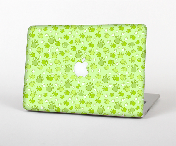 The Vibrant Green Paw Prints Skin Set for the Apple MacBook Pro 13" with Retina Display