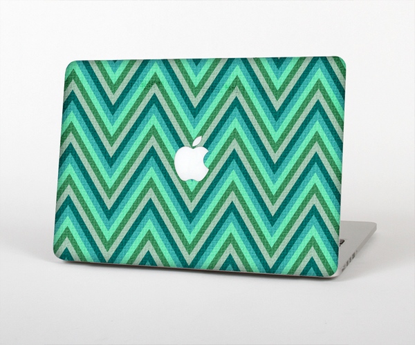 The Vibrant Green Sharp Chevron Pattern Skin Set for the Apple MacBook Pro 13" with Retina Display