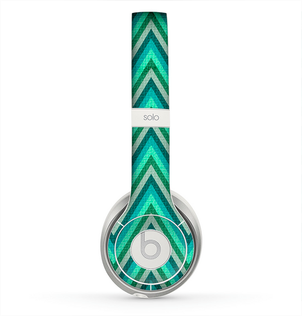 The Vibrant Green Sharp Chevron Pattern Skin for the Beats by Dre Solo 2 Headphones