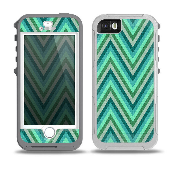 The Vibrant Green Sharp Chevron Pattern Skin for the iPhone 5-5s OtterBox Preserver WaterProof Case