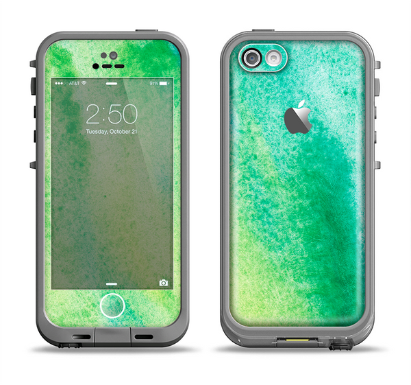 The Vibrant Green Watercolor Panel Apple iPhone 5c LifeProof Fre Case Skin Set