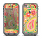 The Vibrant Green and Pink Paisley Pattern Apple iPhone 5c LifeProof Fre Case Skin Set
