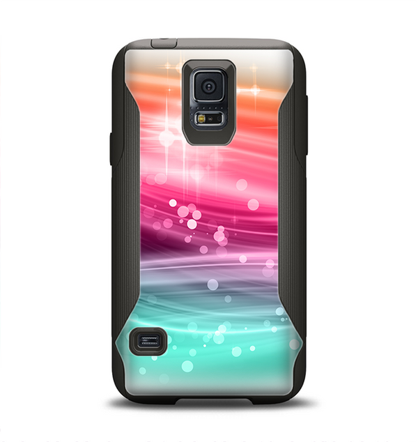 The Vibrant Multicolored Abstract Swirls Samsung Galaxy S5 Otterbox Commuter Case Skin Set