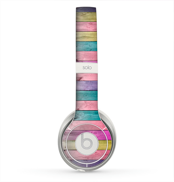 The Vibrant Neon Colored Wood Strips Skin for the Beats by Dre Solo 2 Headphones