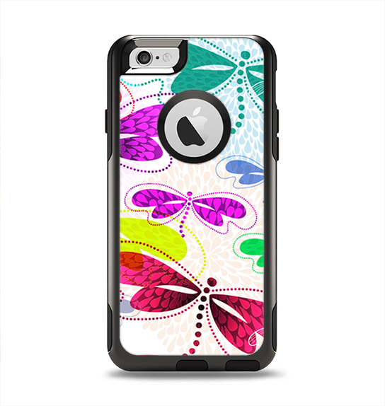 The Vibrant Neon Vector Butterflies Apple iPhone 6 Otterbox Commuter Case Skin Set