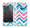 The Vibrant Pink & Blue Layered Chevron Pattern Skin Set for the Apple iPhone 5