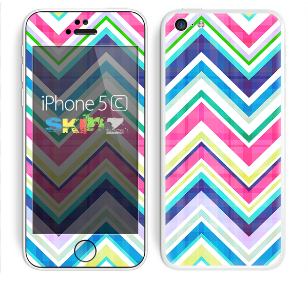 The Vibrant Pink & Blue Layered Chevron Pattern Skin for the Apple iPhone 5c