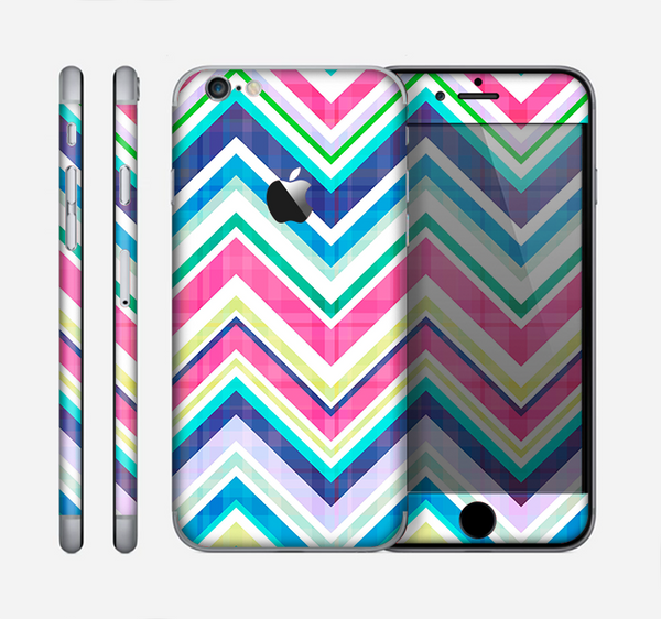 The Vibrant Pink & Blue Layered Chevron Pattern Skin for the Apple iPhone 6