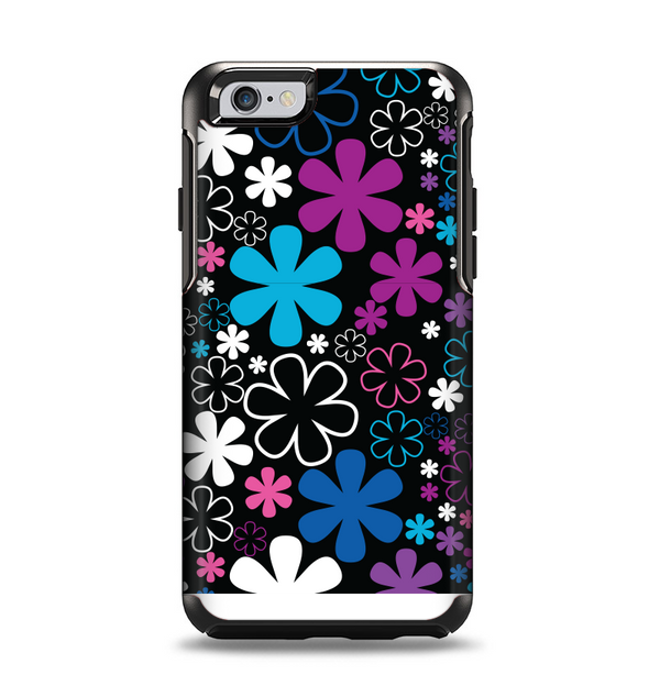 The Vibrant Pink & Blue Vector Floral Apple iPhone 6 Otterbox Symmetry Case Skin Set