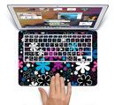 The Vibrant Pink & Blue Vector Floral Skin Set for the Apple MacBook Pro 15" with Retina Display